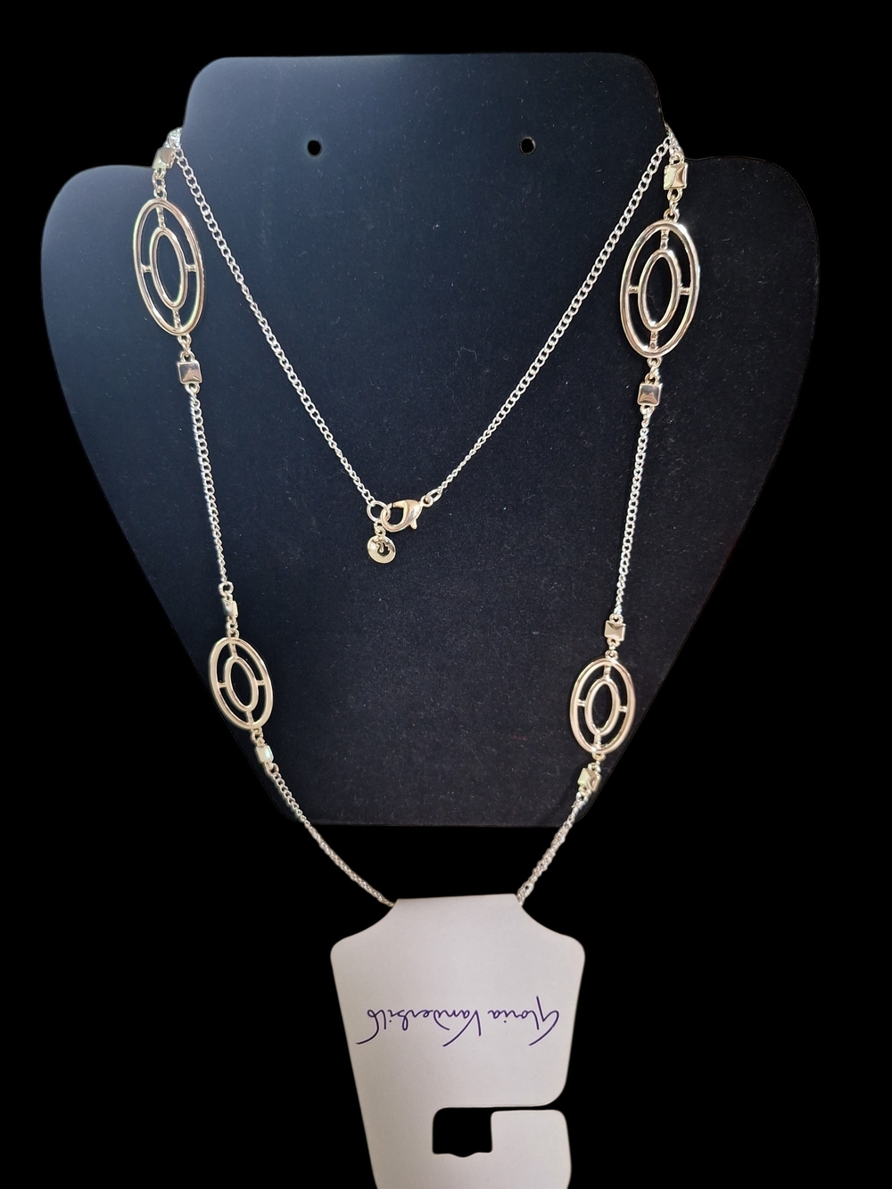 Gloria Vanderbilt Silver Tone Oval Link Long Necklace